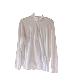 Aerie Offline Women's Half Zip Beachy Terry Cloth Sweater White Small